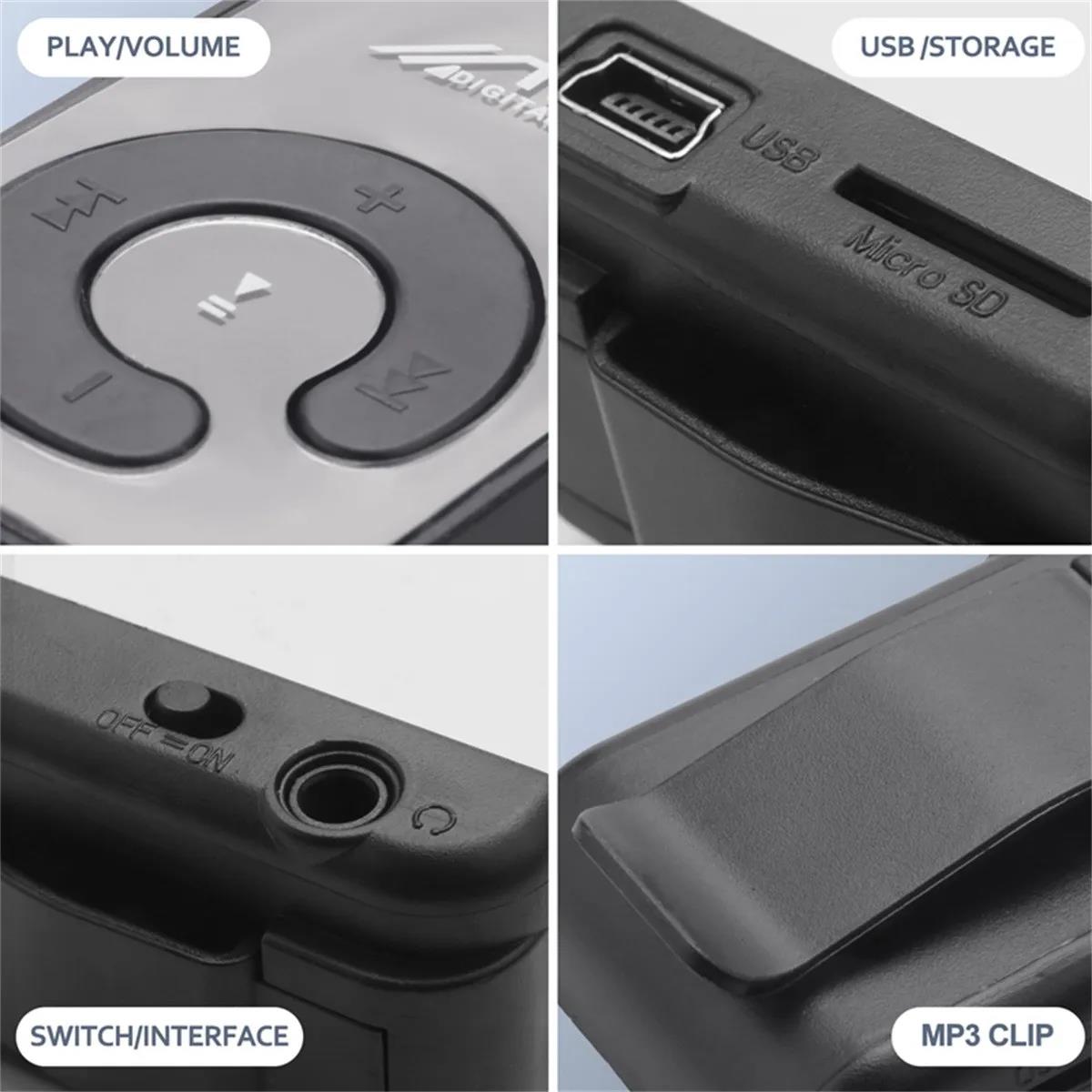 C chave portátil mini espelho clipe mp3 player música mídia suporte micro sd tf cartão moda alta fidelidade mp3 para esportes ao ar livre leitor de música