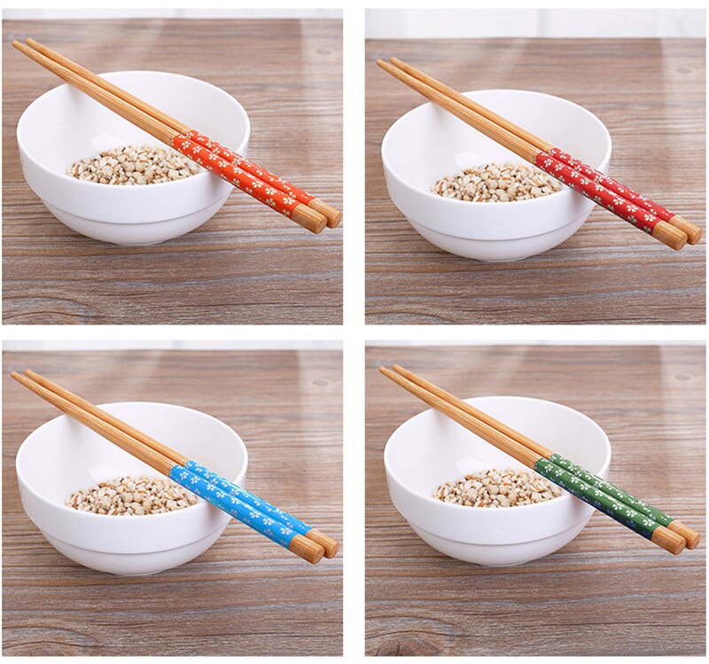 1/5 par wielokrotnego użytku chińskie klasyczne drewniane patyczki tradycyjne klasyczny Wykonany ręcznie naturalny kwiat bambusowe pałeczki Sushi narzędzia