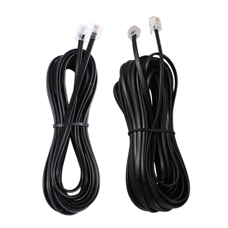 2pcs RJ11 6P4C Telephone Cable Cord ADSL Modem - 5 Meters &amp; 10 Meters: Default Title