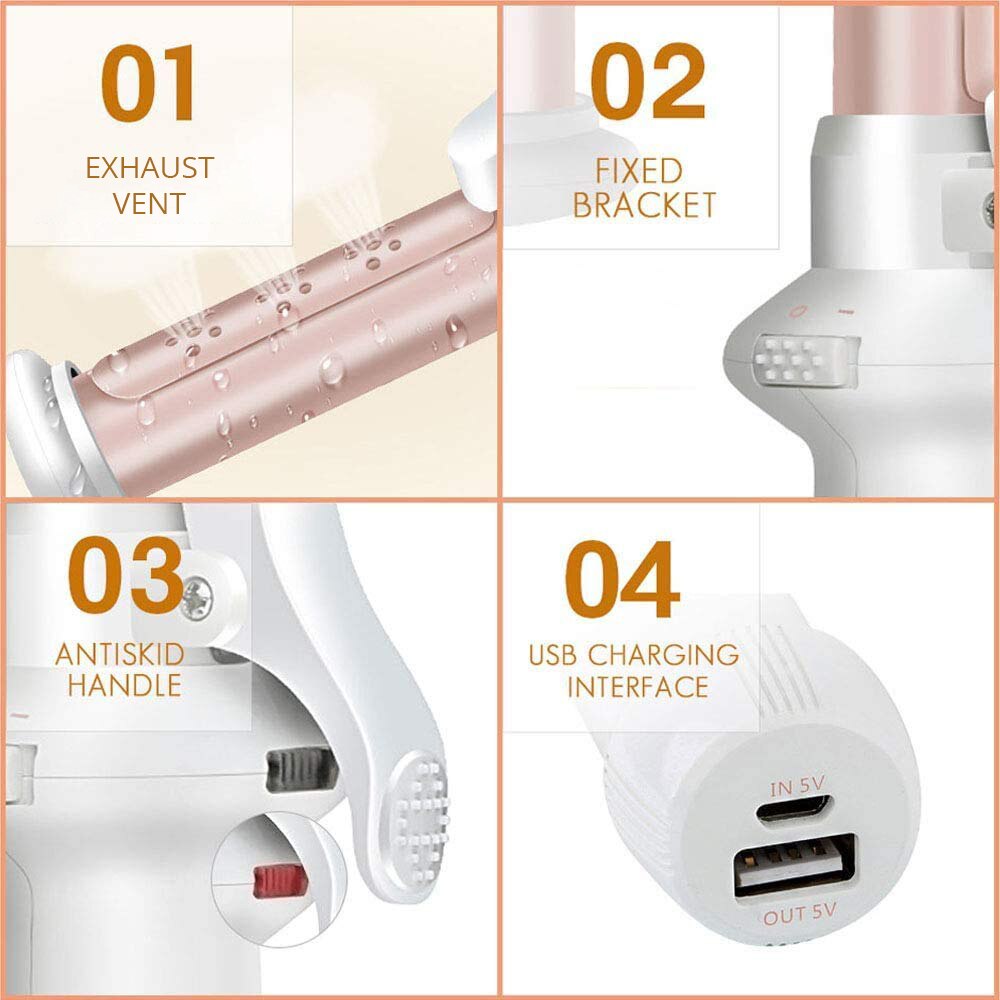 Cordless Hair Curler Curling Iron 1-Inch Ceramic Curling Wand 2 In 1 Mini Hair Curler For Loose Curls Waves Usb Rechargeable