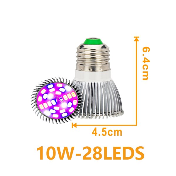 Lampe horticole de croissance UV/IR, 5/10/30/50/80W, spectre complet, pour culture hydroponique de plantes et légumes: 10W