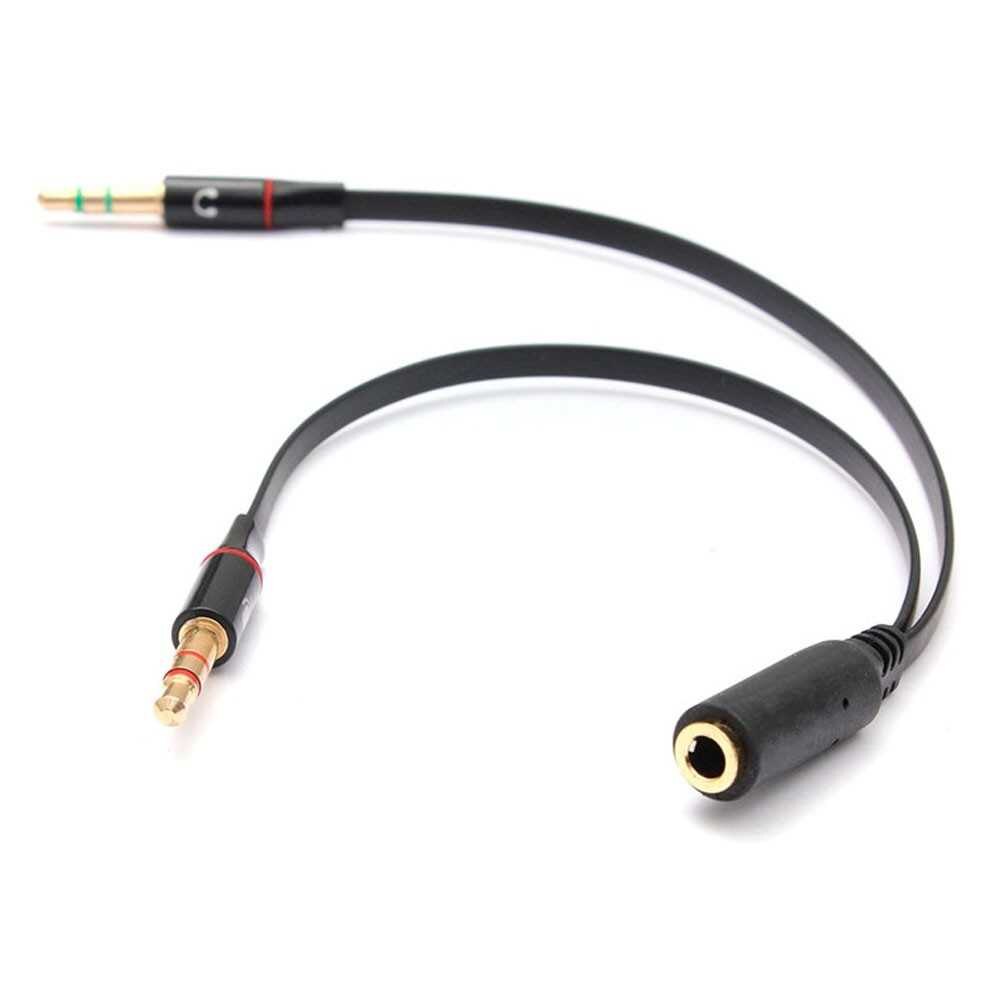 TRRS 3.5mm Female Jack to 2 TRS Dual AUX Male Mic Microphone Audio Y Splitter Cable Adapter Black for Headphone Headset