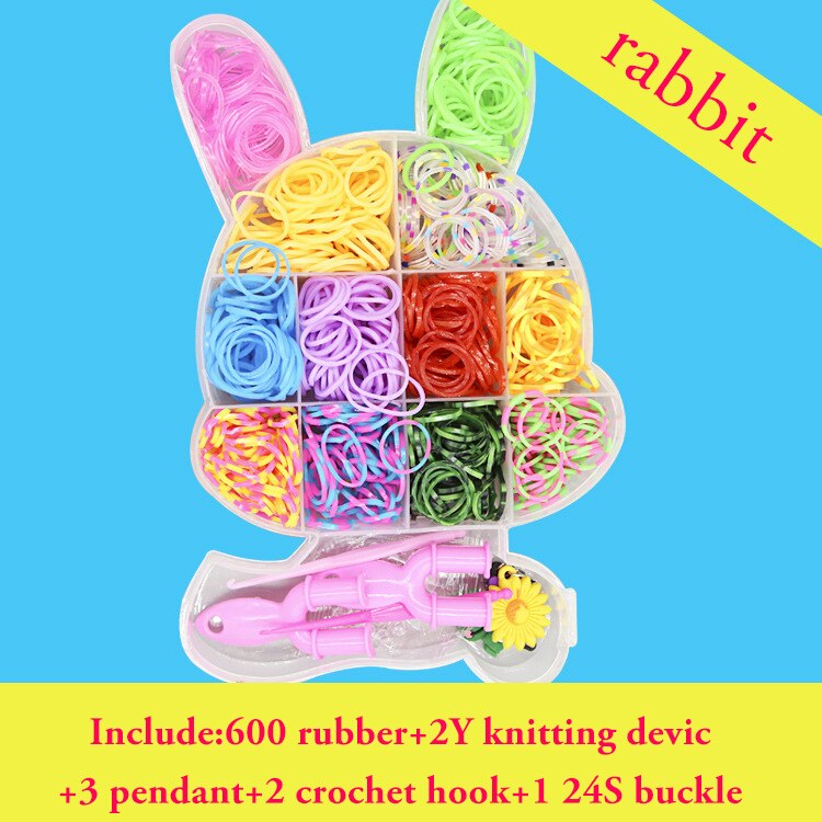 11000PCS Rubber Loom Bands Set DIY Weaving Box Elastic for Weaving Bracelets Braid Set Gummies to Make Bracelet Kit Kids Toy: 600pcs