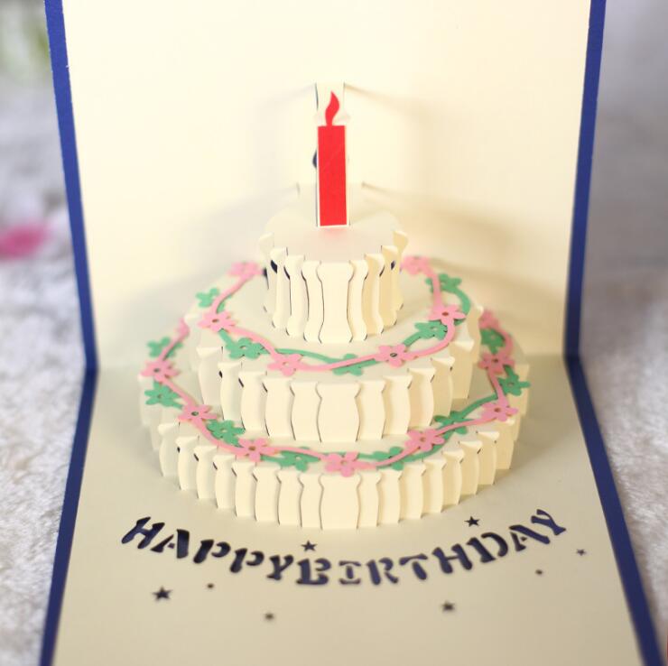 Gâteau d'anniversaire Origami en 3D | Carte de vœux, carte d'invitation, carte Pop-Up d'anniversaire, carte Pop-Up d'anniversaire, faite à la main