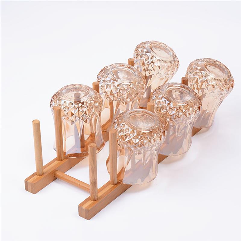 Natural Bamboo Tray Drain Rack Dish Rack Bamboo Multi-Purpose Dish Drying Racks Plate Racks For Tea Cup Kitchen Storage