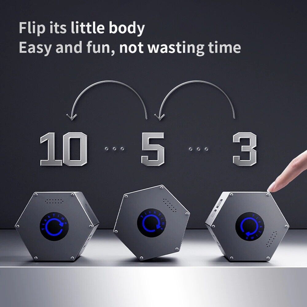 Modern LCD Digital Timer Visual Kitchen Timer for Teachers, Flip Cube Timer for Cooking, Work, Studying, Workout
