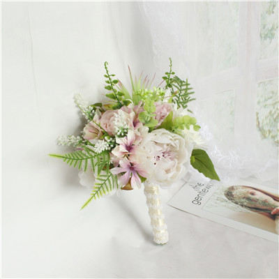Kunstmatige Rozen Bruidsboeket Bruidsboeket Zijde Dahlia Bruidsboeketten voor Bruidsmeisjes Kunstmatige Bloemen Bruiloft Decor: Light-purple