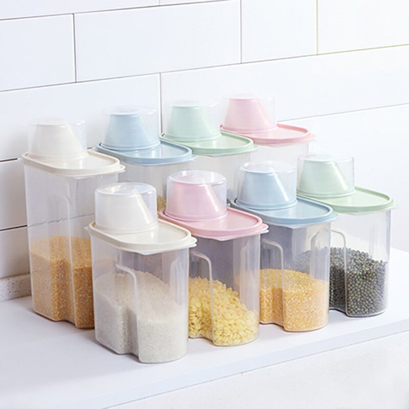 Capacity 2.5L Plastic dry goods sealed cans kitchen large food storage tank storage bucket storage box household grains