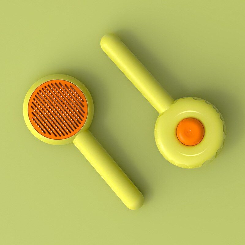 Cute Cat Brush Grooming Comb Self Cleaning Dog Slicker Brushes With Smooth Handle Pet Grooming Tool For Cat Hair Remover Tools: green