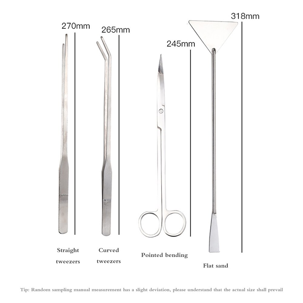 4 pcs Aquarium Tank Tools Kit Aquascaping Fish Tank Aquatic Plants Long Tweezers Scissors Stainless Steel Maintenance Tool