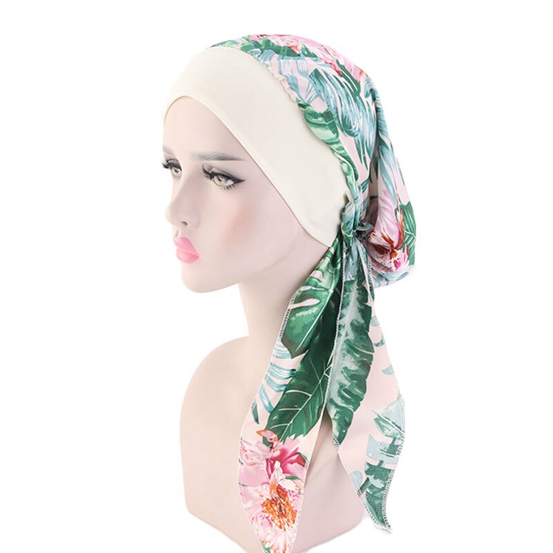 Elastische Haarband Hoofddoek Hoed Zijde Imitatie Vrouwen Tulband Hoed Mode Moslim Tulband Hijab Hoeden Indiase Cap Wrap Cap 12 kleur: style5