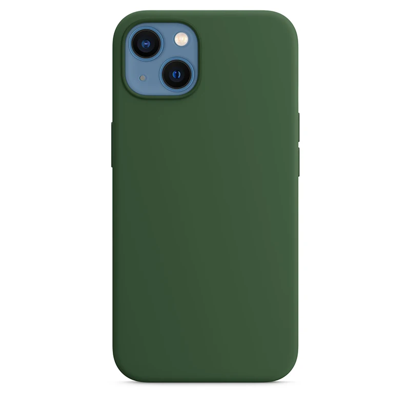 Funda de silicona líquida de animación oficial para iPhone 13 Pro Max 13 Mini con funda Magsafe, funda protectora de carga inalámbrica: Mezclilla / Azul