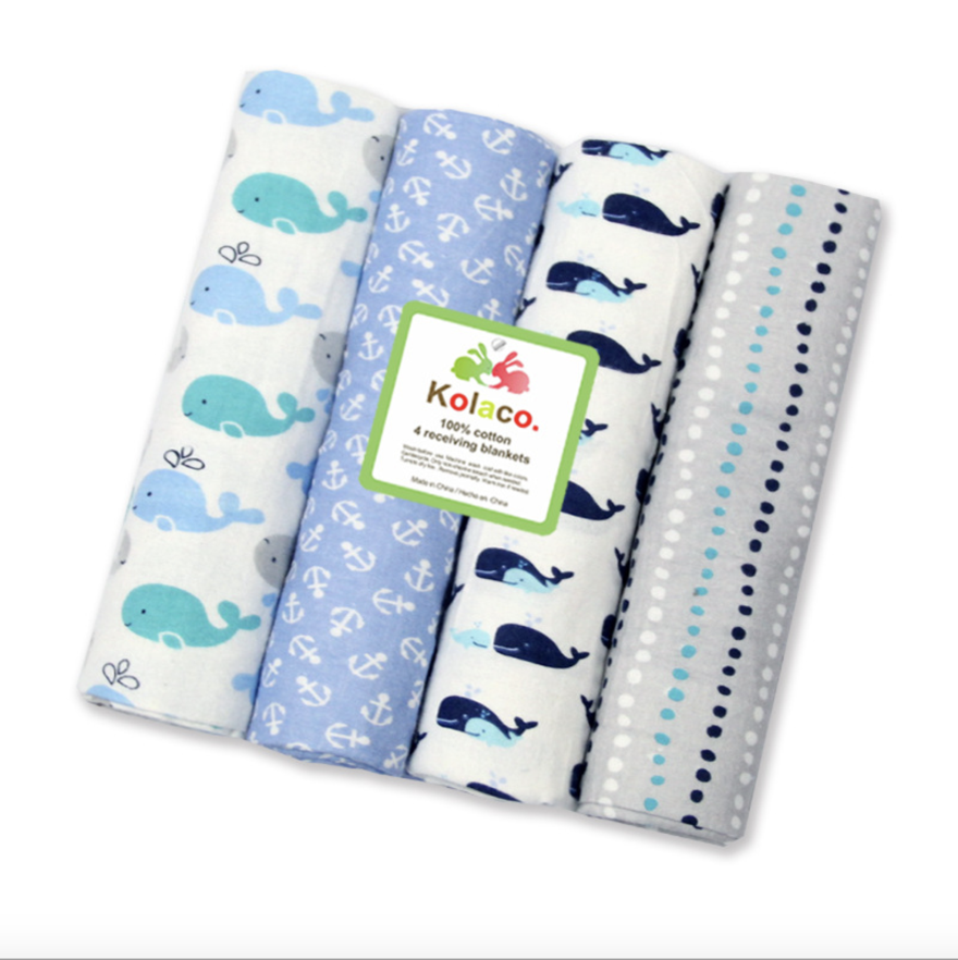 KidsTales couverture de Bébé, bébé recevant des couvertures langes pour bébé, draps en coton pour bébé 4 pièces/ensemble