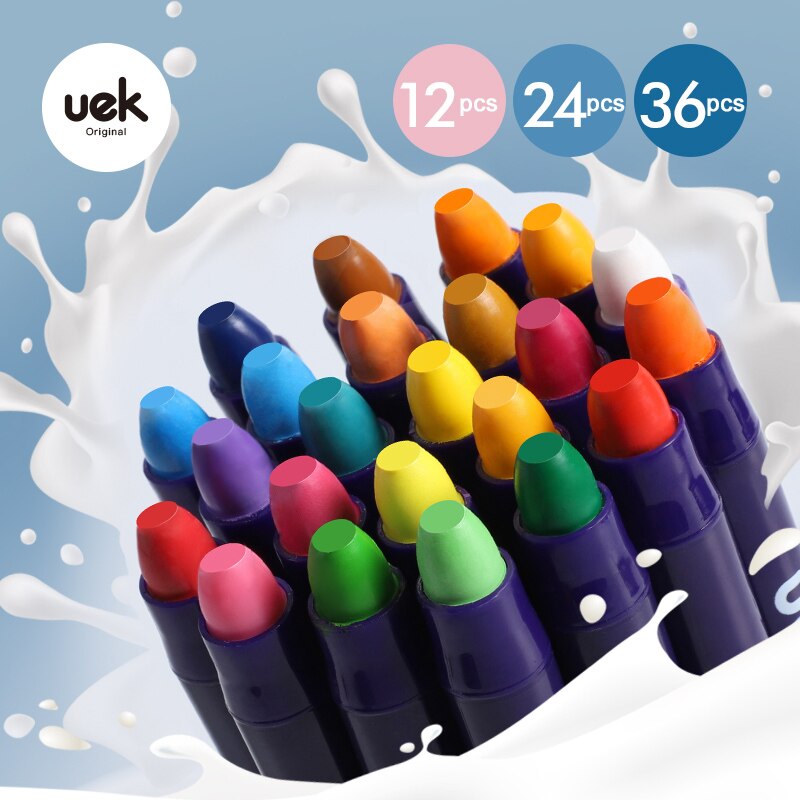 UEK Kids Washable Crayons Non Toxic Silky Washable Twistable Gel Crayon Large Crayons Safe for Baby Children Pastel Watercolor