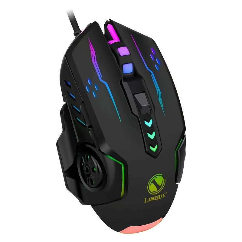 Ergonomic Wired Gaming Mouse with 6D Optical Tracking Vibrant Rainbow LED Lighting &USB-Powered for PC & Laptop - Dynamic