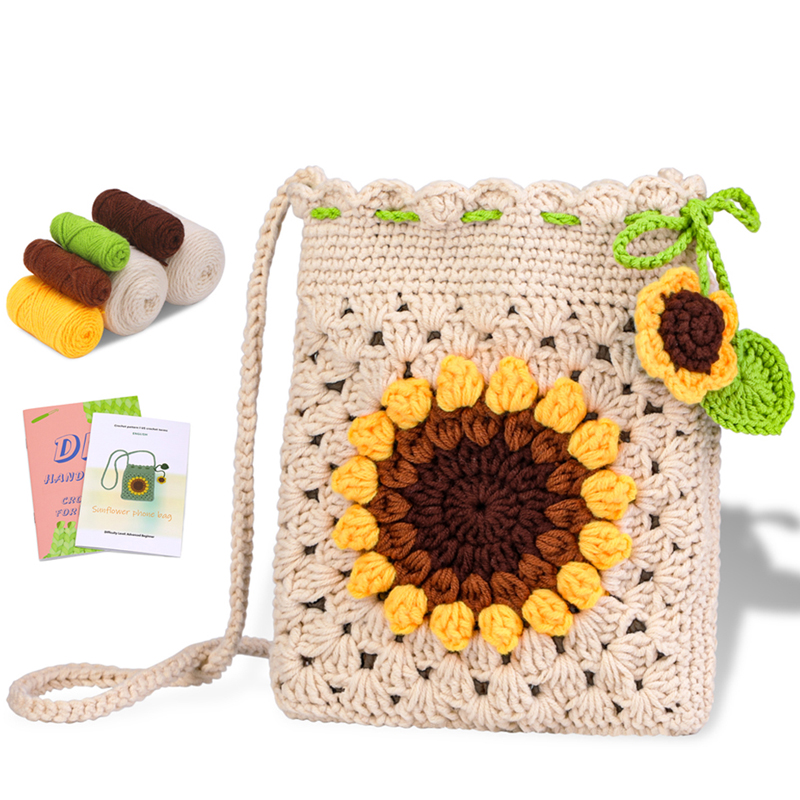 Kit de crochê para iniciantes e adultos com tutoriais de vídeo inclui gancho de crochê, fios e materiais de tricô para bolsa artesanal faça você mesmo: Verde claro