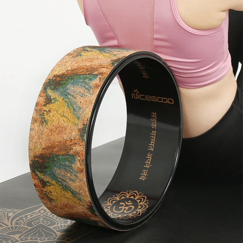 Yoga Wheel - 32cm Diameter - Natural Cork Surface - Rubber ABS Inner Ring - Pilates Fitness