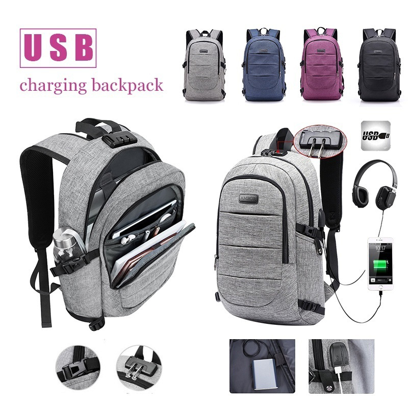 Male Casual Oxford Backpack Waterproof Laptop Business Backpacks Men Women Travel USB Charging Anti theft Bag