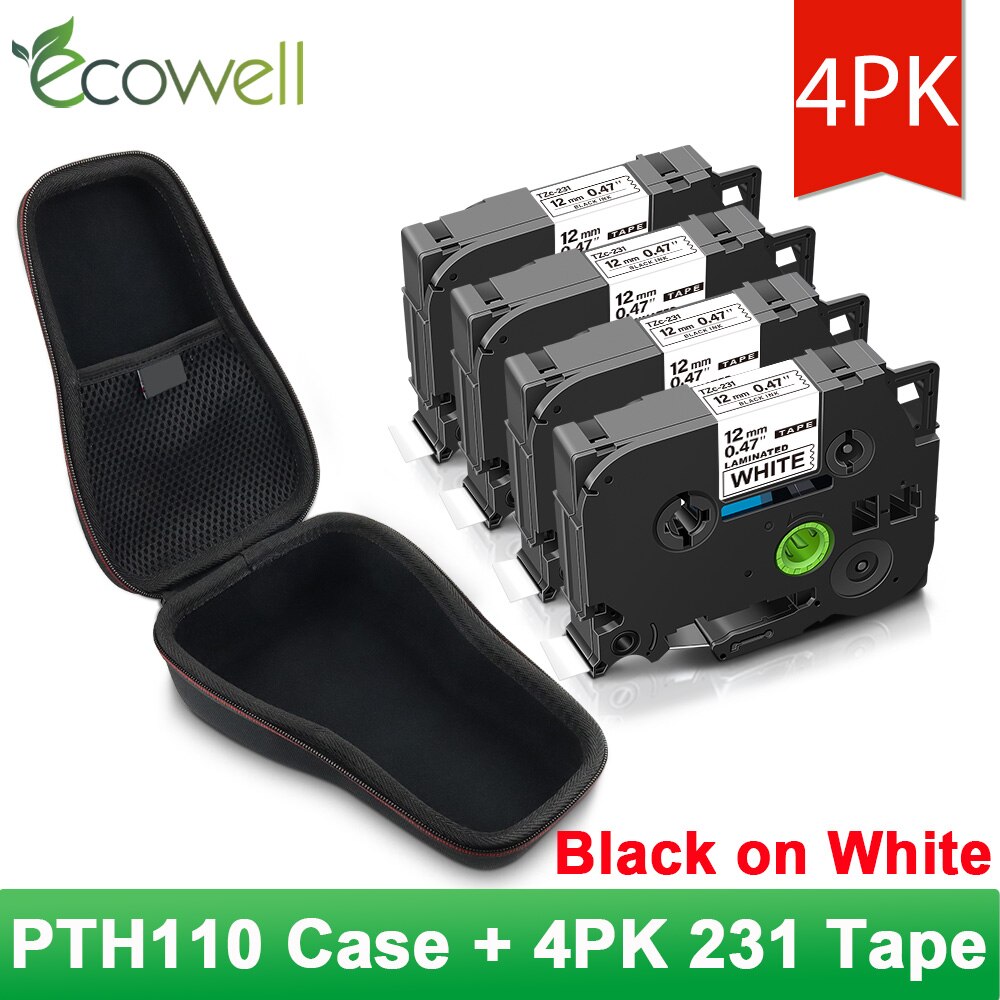 Ecowell wodoodporna torba ochronna dla Brother 231 PTH110 PT-H110 drukarka do etykiet EVA twardy futerał Protable Travel pojemnik turystyczny: Case - 4PK 231