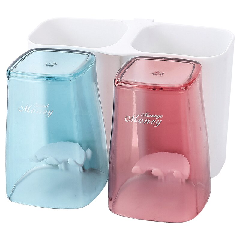 Ensemble de lavage de salle de bain-gratuit poinçonnage tenture murale brosse à dents rangement porte-brosse à dents bouche tasse brosse à dents support de verre