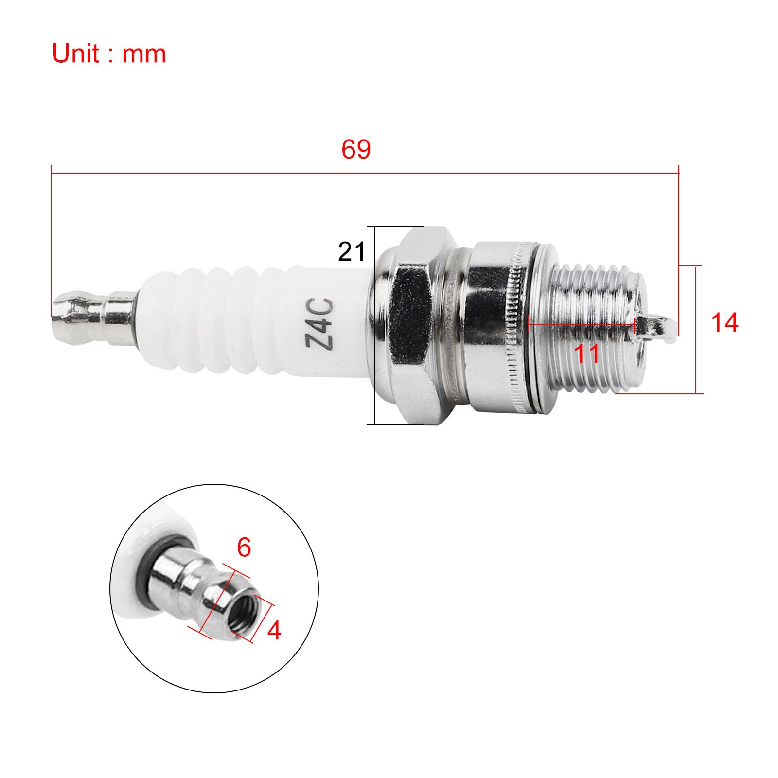 10 stk  z4c tennplugger for 49cc 50cc 60cc 66cc 70cc 80cc 2 takts yamaha suzuki motorisert sykkel sykkel moped scooter