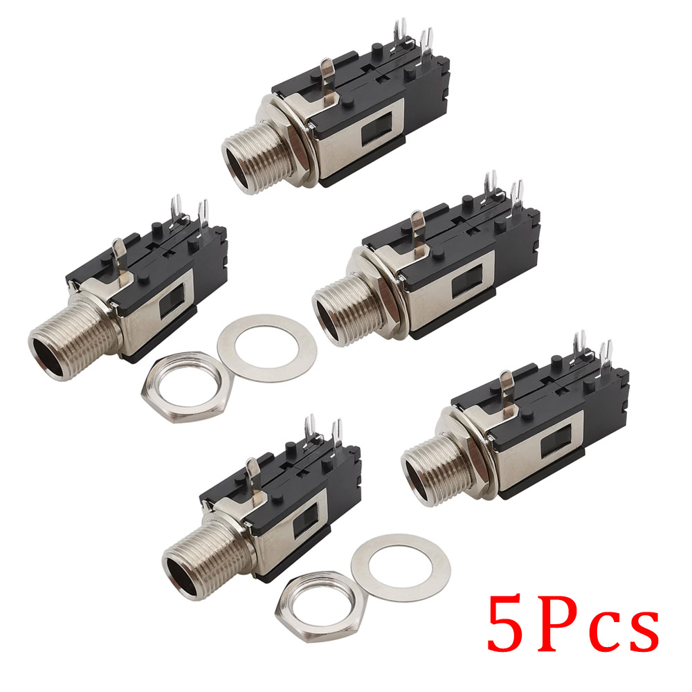 1/2/5 Stuks 1/4 "6.35mm Hoofdtelefoonaansluiting Mono Vrouwelijke Jack Draad Lock PCB Panel Mount Connector Microfoon Chassis Audio Adapter: Lavendel