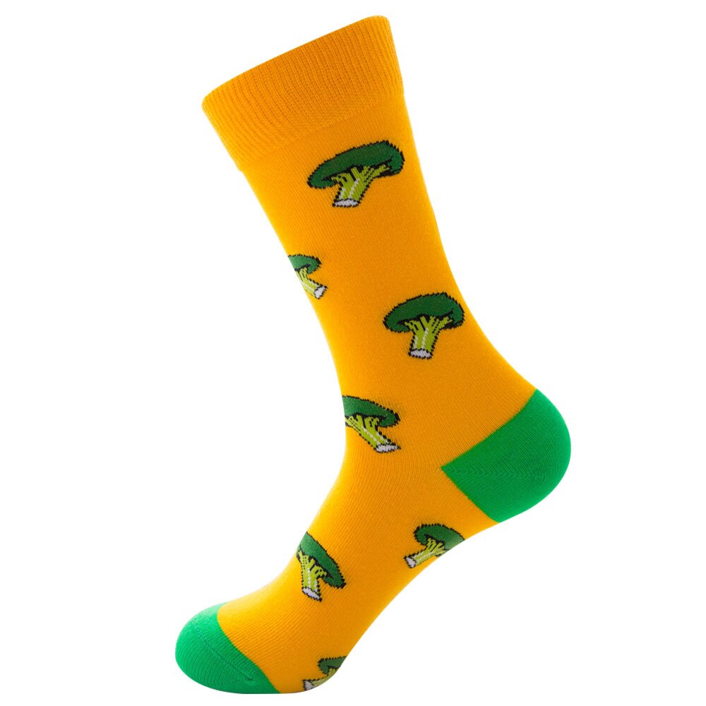 Unisex bomuld mænd sokker kiwi broccoli ananas peber sokker farverige efterår glade besætning sokker – Grandado