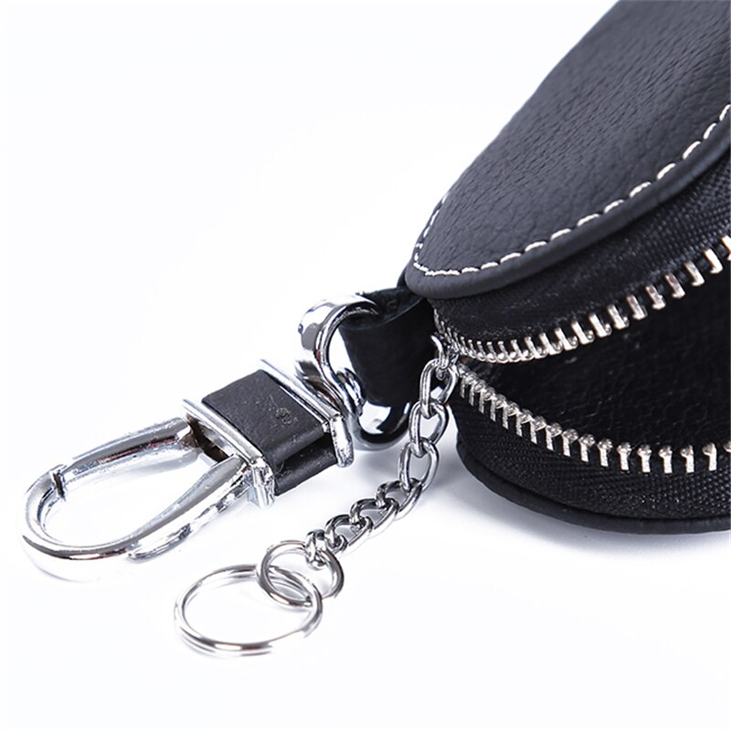 Leather Car Key Wallets Men Key Holder Housekeeper Keys Organizer Women Keychain Covers Zipper Key Case Bag Pouch Purse