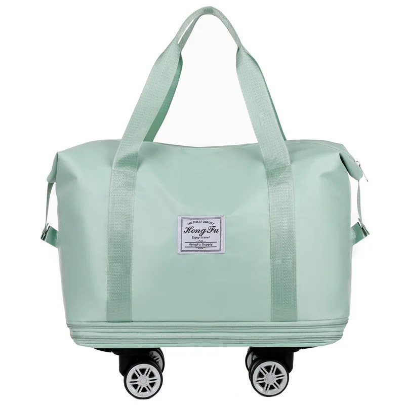 Handväska med stor kapacitet och hjul för ombordstigning, internationell handbagageväska, lätt, separerbar för vått och torrt material: Gul