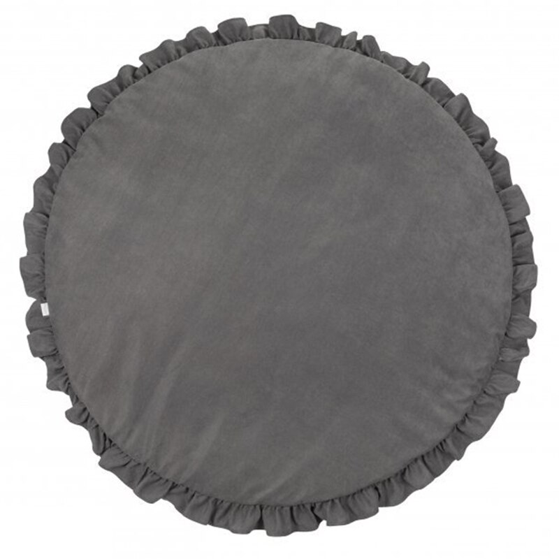 Play Mat Cartoon Animal Baby Mat Newborn Infant Crawling Blanket Cotton Round Floor Carpet Rugs Mat for Kids Room Nursery Decor: Dark Gray