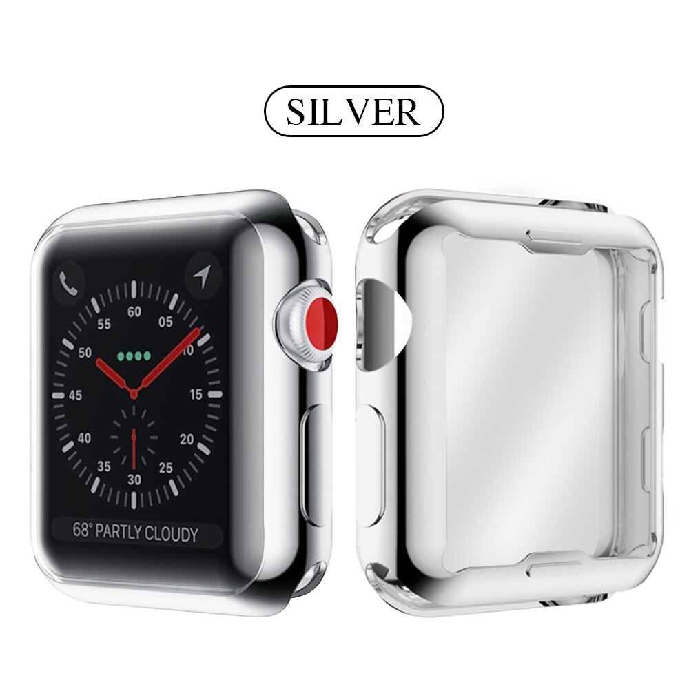Slim watch 360 cover til apple watch case 5 4 3 2 1 42mm 38mm blød klar tpu skærmbeskytter til iwatch 5 44mm 40mm tilbehør: Sølv / 44mm til 4 5