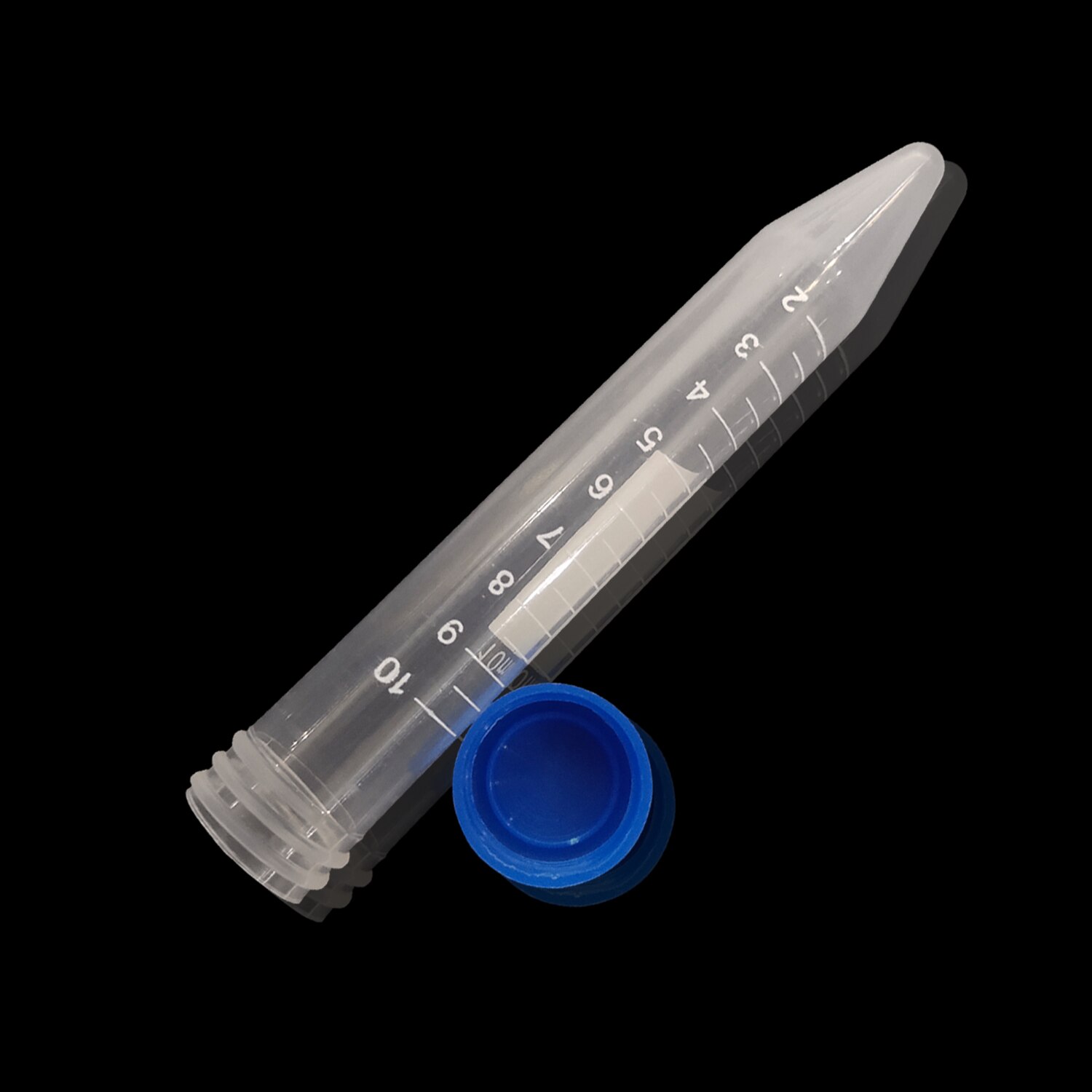 10ml Plastic Centrifuge Tubes, Conical Bottom, Graduated Marks, Blue Screw Cap, Pack of 10pcs