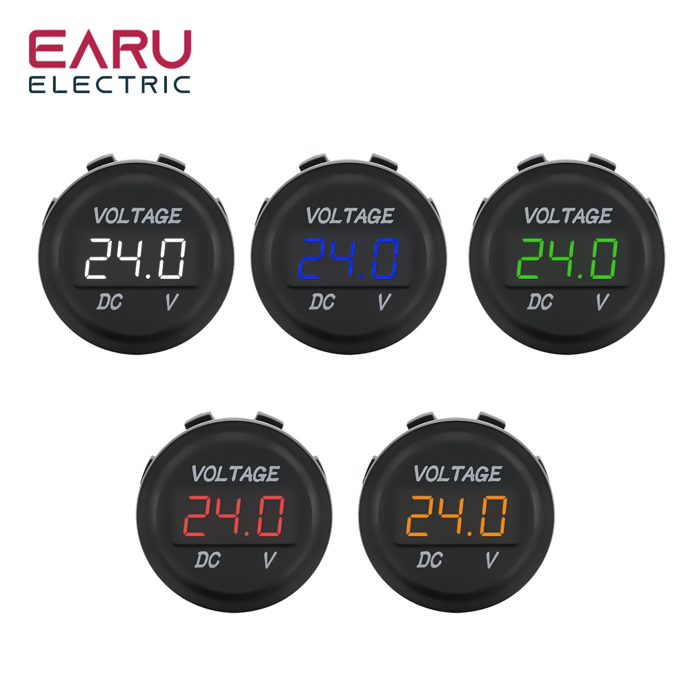 DC 5V-48V LED Mini Runde Wasserdichte Motorboot Motorrad Tafel Digital Voltmeter Tester Monitor Anzeige Voltmeter
