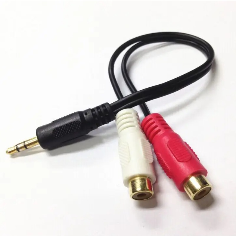 3,5mm Buchse Stecker auf 2 RCA Buchse RCA Stereo Audio- Kabel Konverter Adapter