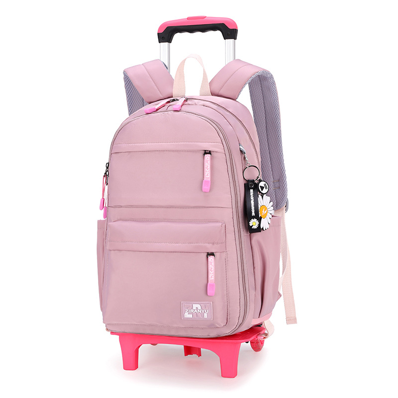 ZIRANYU Schule Rädern Rucksack tasche einstellen für mädchen Wagen mit Rädern Schüler Schule tasche rollen Rucksack Multifunktionale: 2 Räder Violett