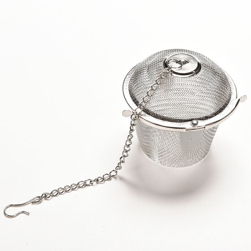 4 størrelser krydder krydderpose te sil lenket lokk rustfritt stål mesh ball te kaffe filter kurv infusjonsverktøy