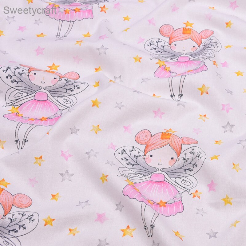Tela acolchada de algodón de 50x160cm con ala impresa de chica Ángel, tela de medio metro para costura artesanal, sábanas, confección de ropa