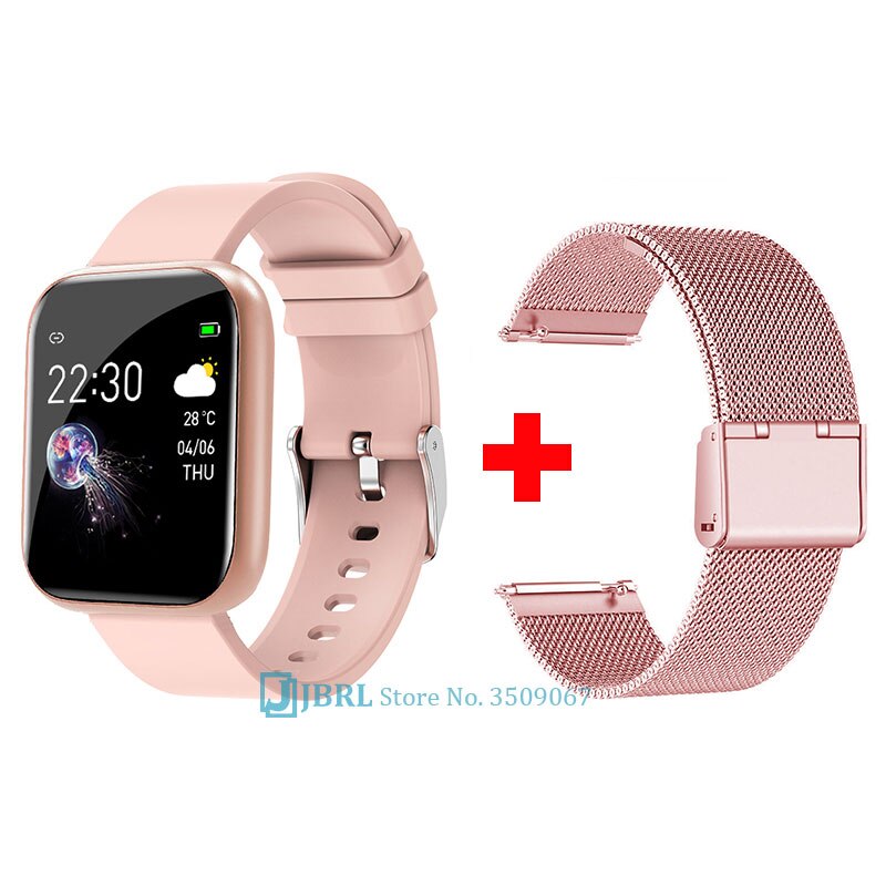 Full Touch Digitale Horloge Mannen Sport Vrouwen Horloges Elektronische Led Dames Mannelijke Polshorloge Voor Mannen Vrouwen Klok Vrouwelijke Polshorloge: pink with strap 3