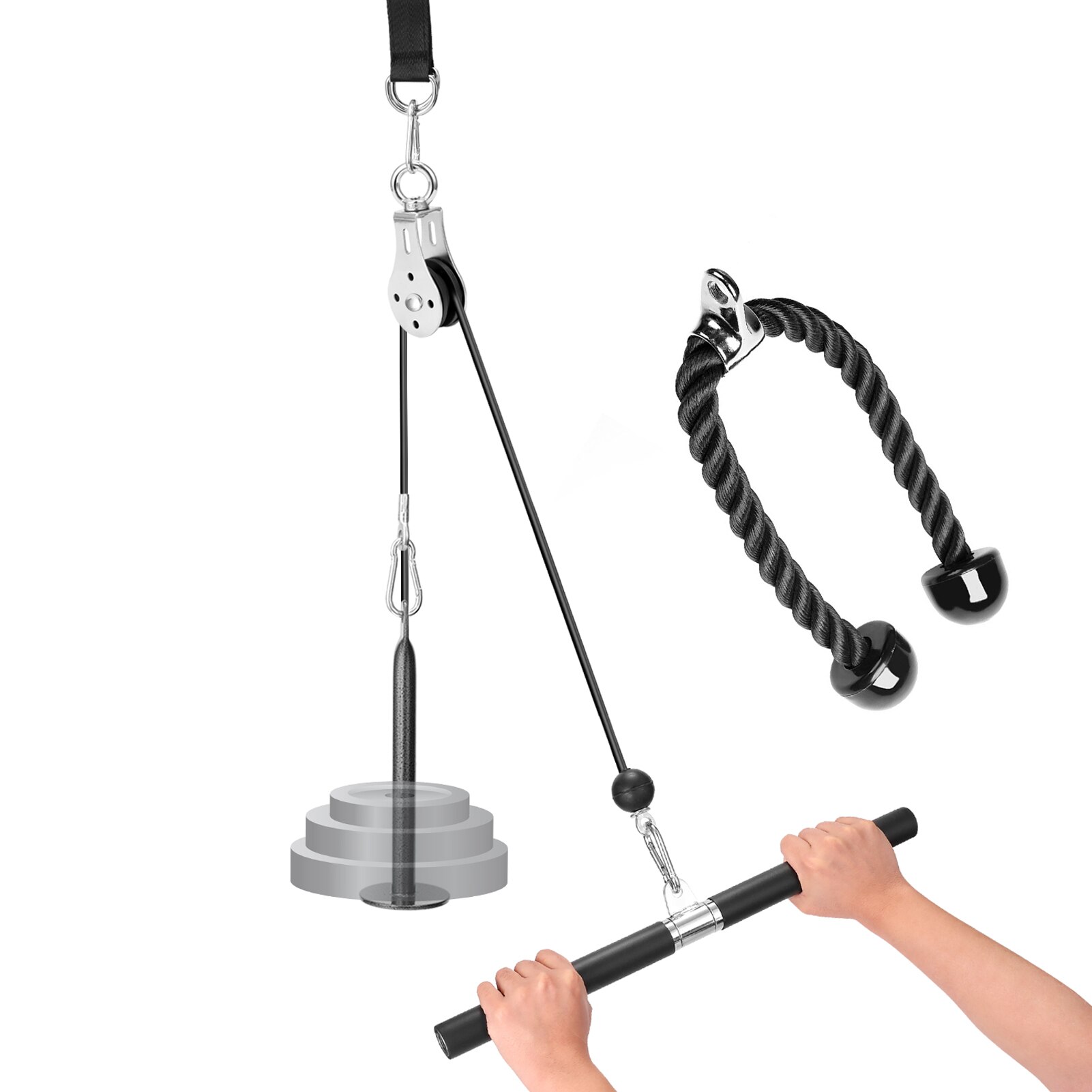 DIY Pulley Rope Fitness System Self Made Fitness Apparatus Strength Training Equipment Pull Down Pulley Rope Fitness Tricep