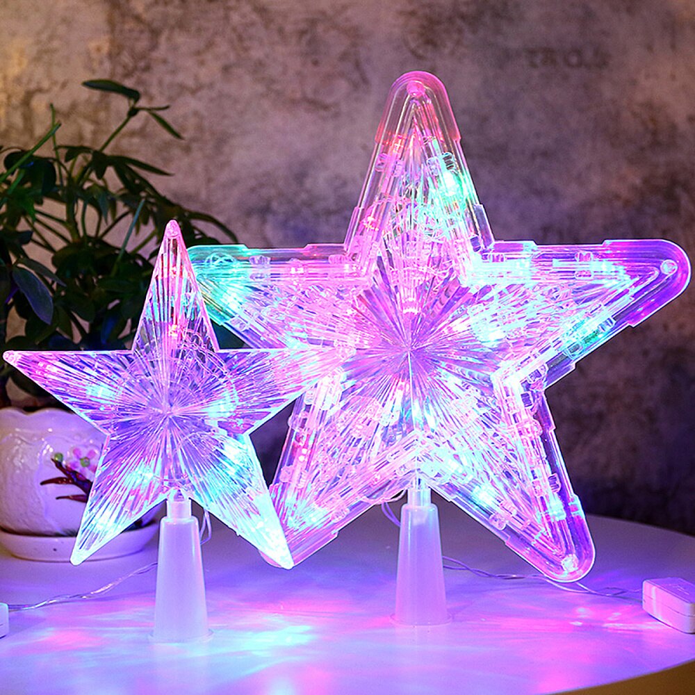 LED Christmas Tree Topper Glowing Treetop Star Lights Home Decor Party Supplies (Warm White 30LEDs)