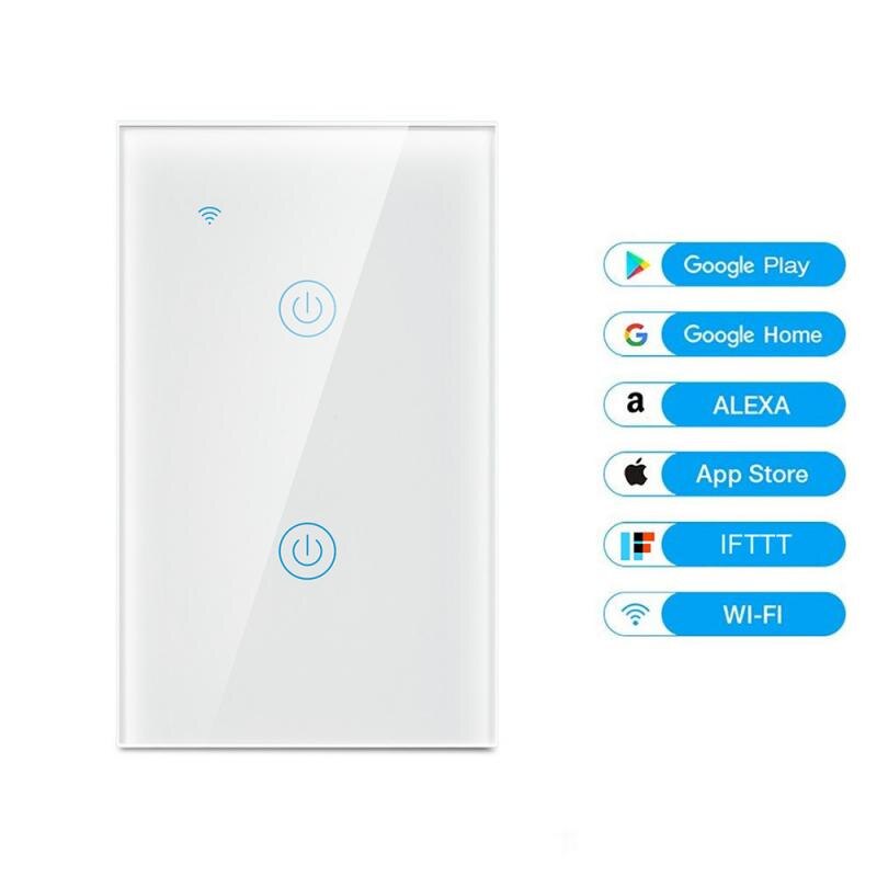 1/2/3/4 gang EWelink WiFi Smart Touch Switch AC100-250V Home Wall Button for Alexa and Google Home Assistant US Standard: 02