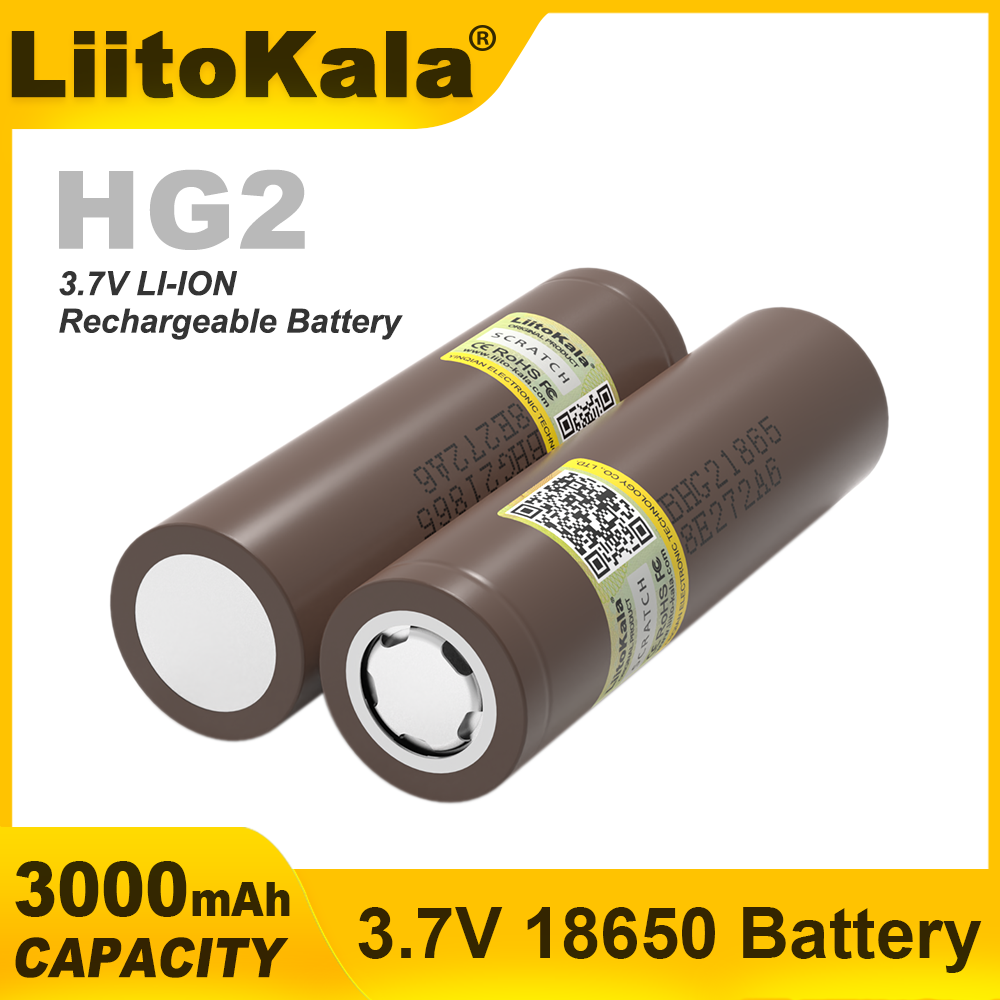 Liitokala 18650 Battery HG2 3000mAh 3.6V Lithium Continuous Discharge 20A Dedicated Electronic Power Battery