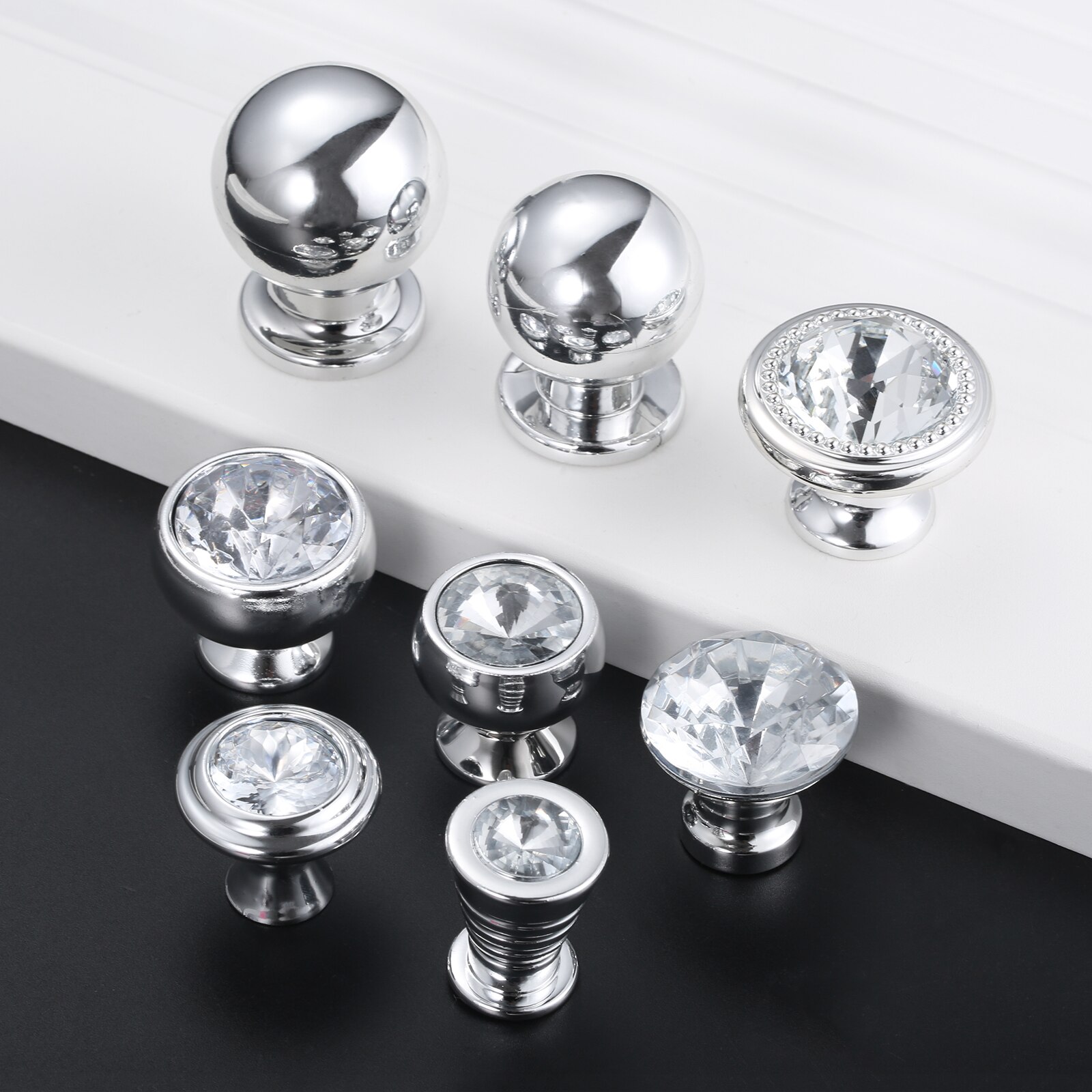 1Pc Clear Diamond Vorm Knop Enkele Poort Pull W/Schroef Plastic Crystal Gem/Bal Vorm Handvat Meubels lade Kast Kledingkast