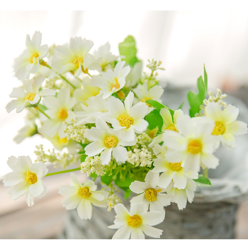 Jedwabne stokrotki Sztuczne kwiaty dekoracyjne, Bukiet ślubny DIY, Dom, Stół, Dekoracja biura, Śliczne, 1 szt., 3 szt., 5 szt.