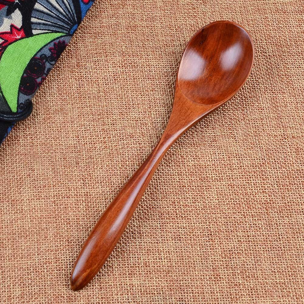 Cuchara de madera para el hogar, cuenco de gachas, cuchara de cena china, cuchara de sopa japonesa para restaurante en casa # W
