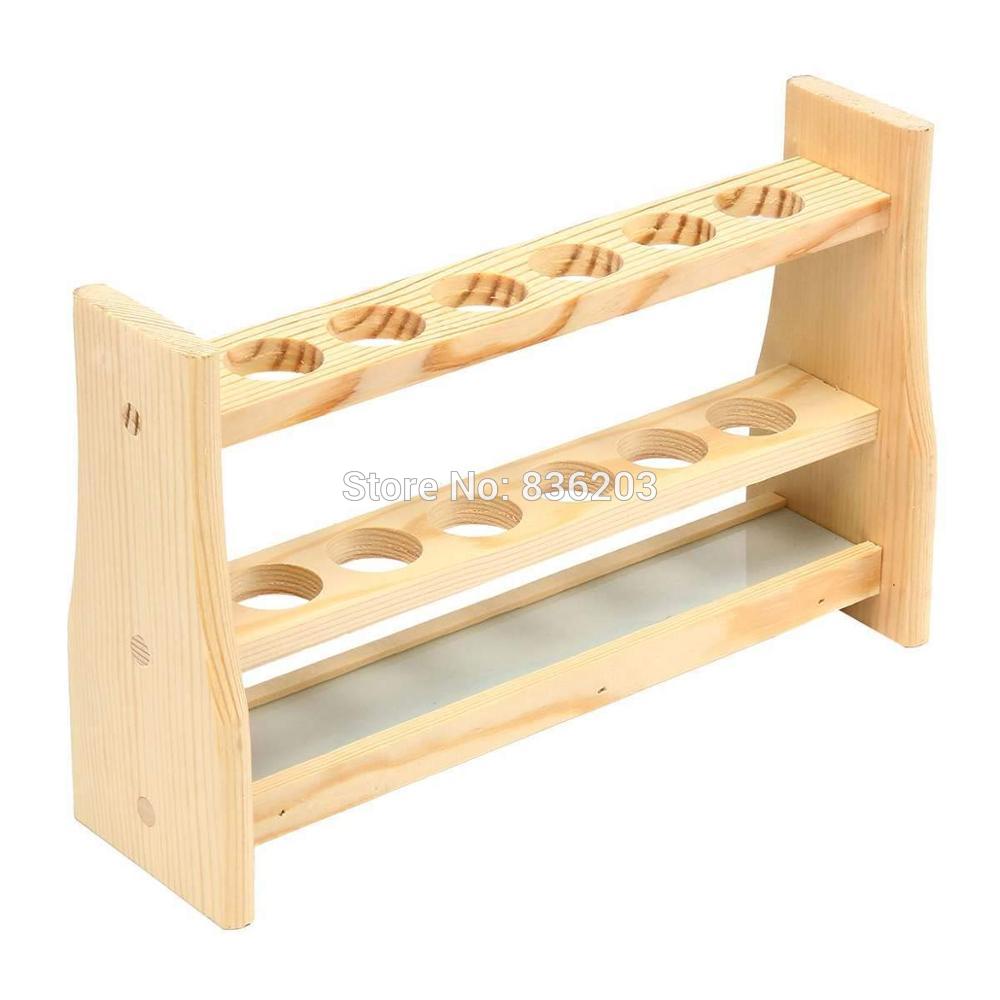 6 gat Houten 25mm Reageerbuis Rek Testen Houder Clip Stand Druppelaar Laboratorium tool chemie Experiment Tool Voor Laboratorium
