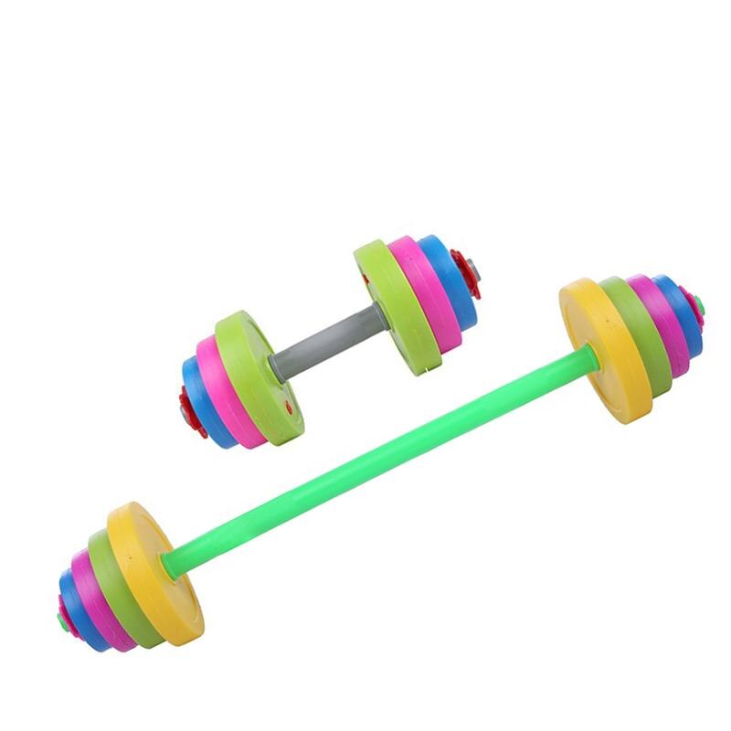11 stk /sæt børn vægtstang børn håndvægt sæt bodybuilding træningsudstyr træningsmuskel til børn gymnastiksal hjem (lang type)