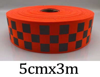 Lille firkantet stof fluorescerende reflekterende båndbånd syet på: 5 cmx 3m rød