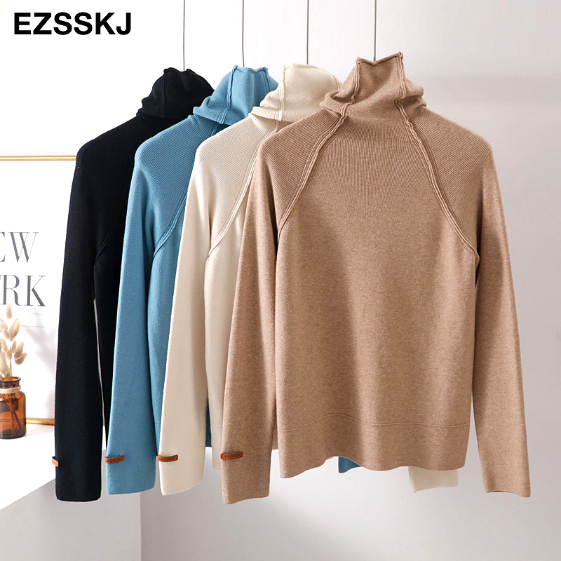 Turtleneck sweater kvinder efterår vinter tyk pullover solid strikket sweater kvindelig overdimensioneret bunkekrave sweater