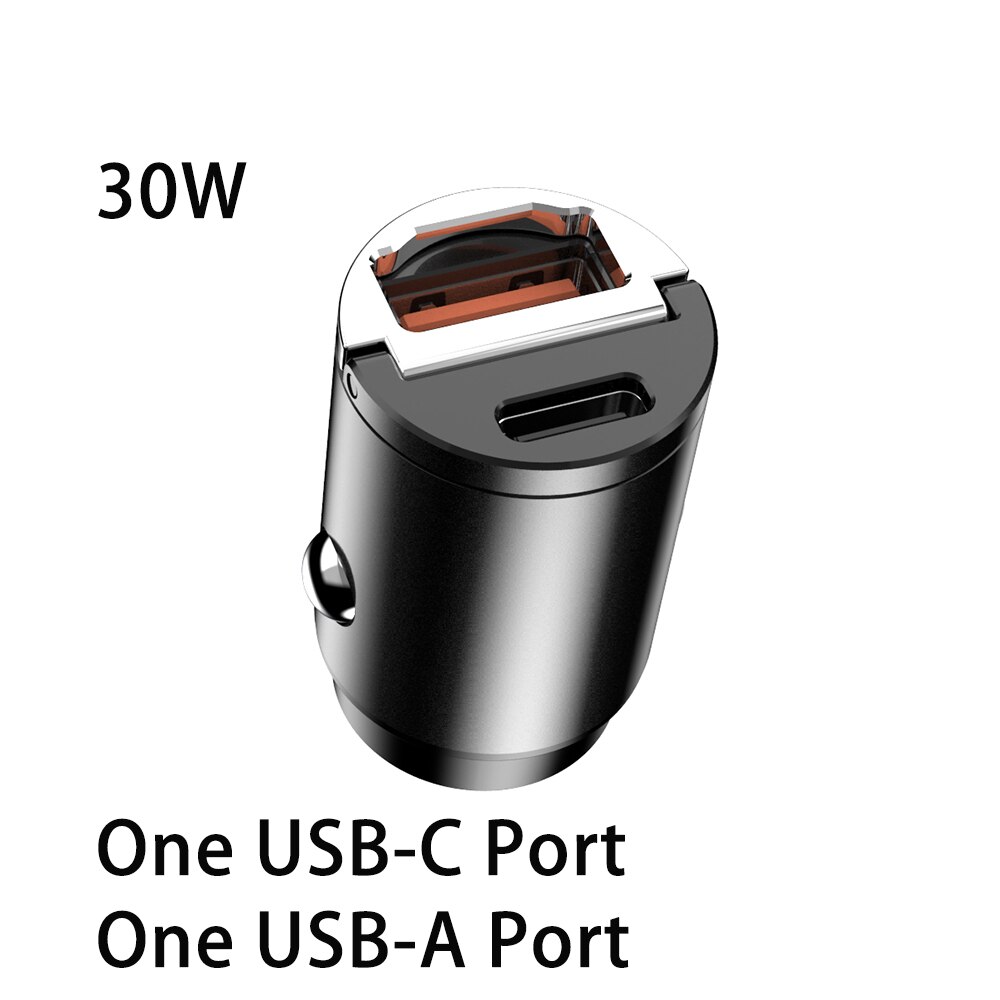Dual USB-C Mini Autolader PD3.0 Pps Fast Charger Voor Iphone 12 11 Pro Max X Xs Xr Galaxy Note 10 S20 30W Met Dual USB-C Poort: 30W 1A1C